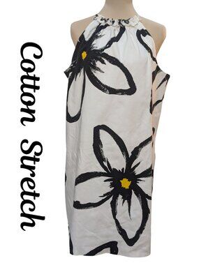 London Style Bold Floral Halter Cotton Stretch Dress